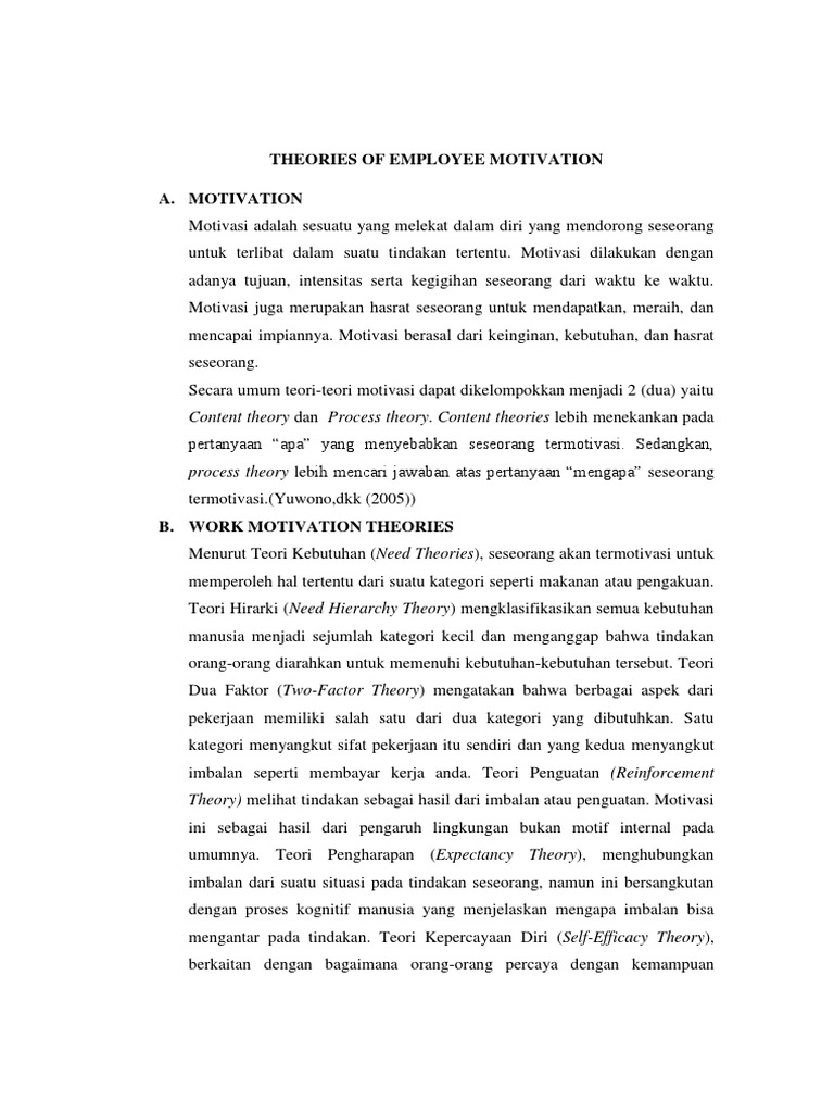Theories of Employee Motivation | PDF