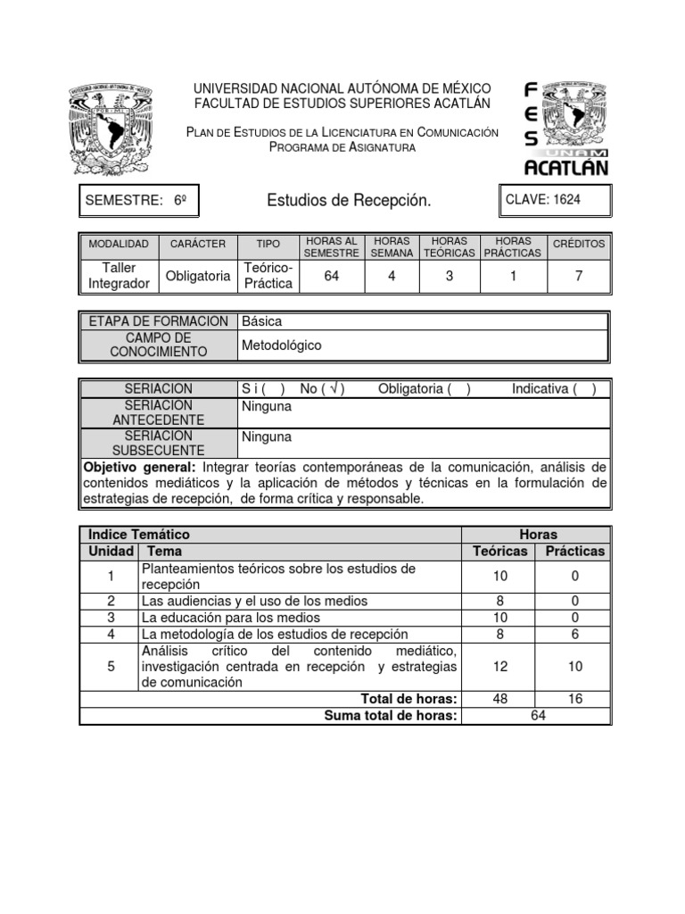 Estudios de Recepcion Temario Modificado PDF Teoría Comunicación