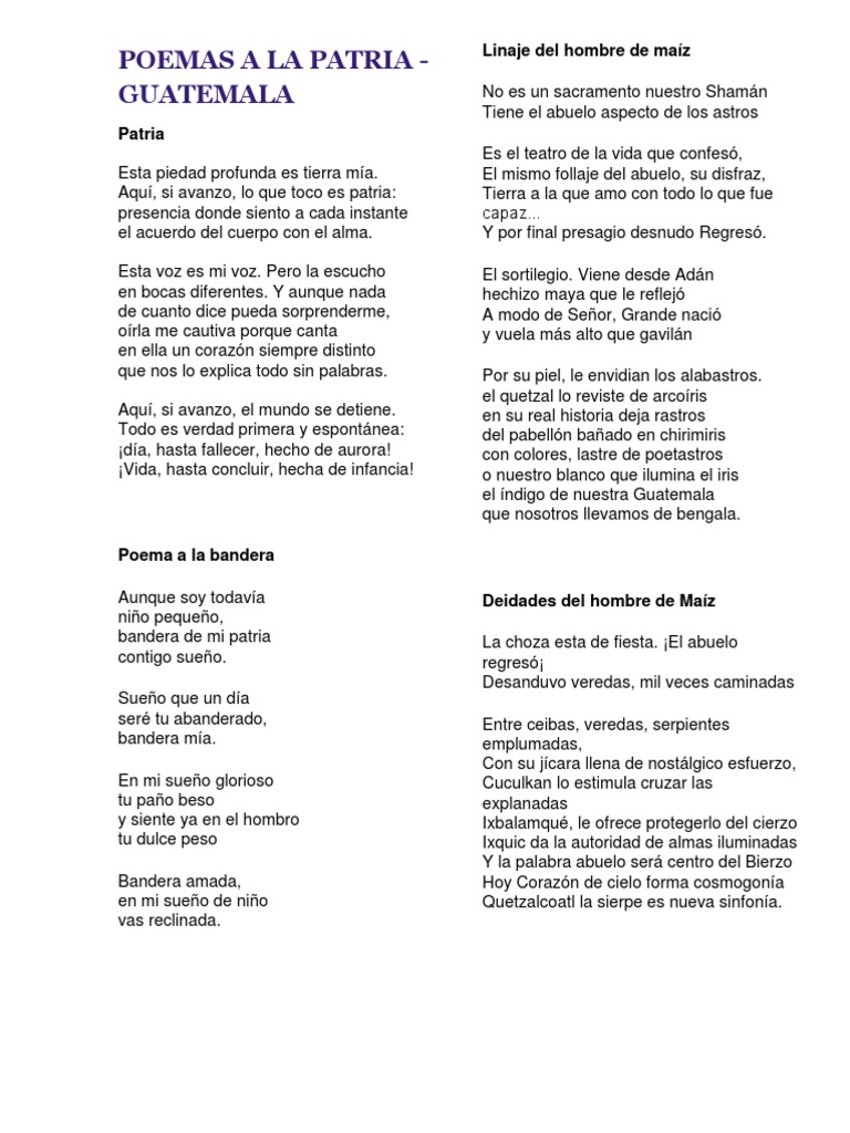 Poemas a la Patria de Guatemala | PDF | Naturaleza | Naturaleza