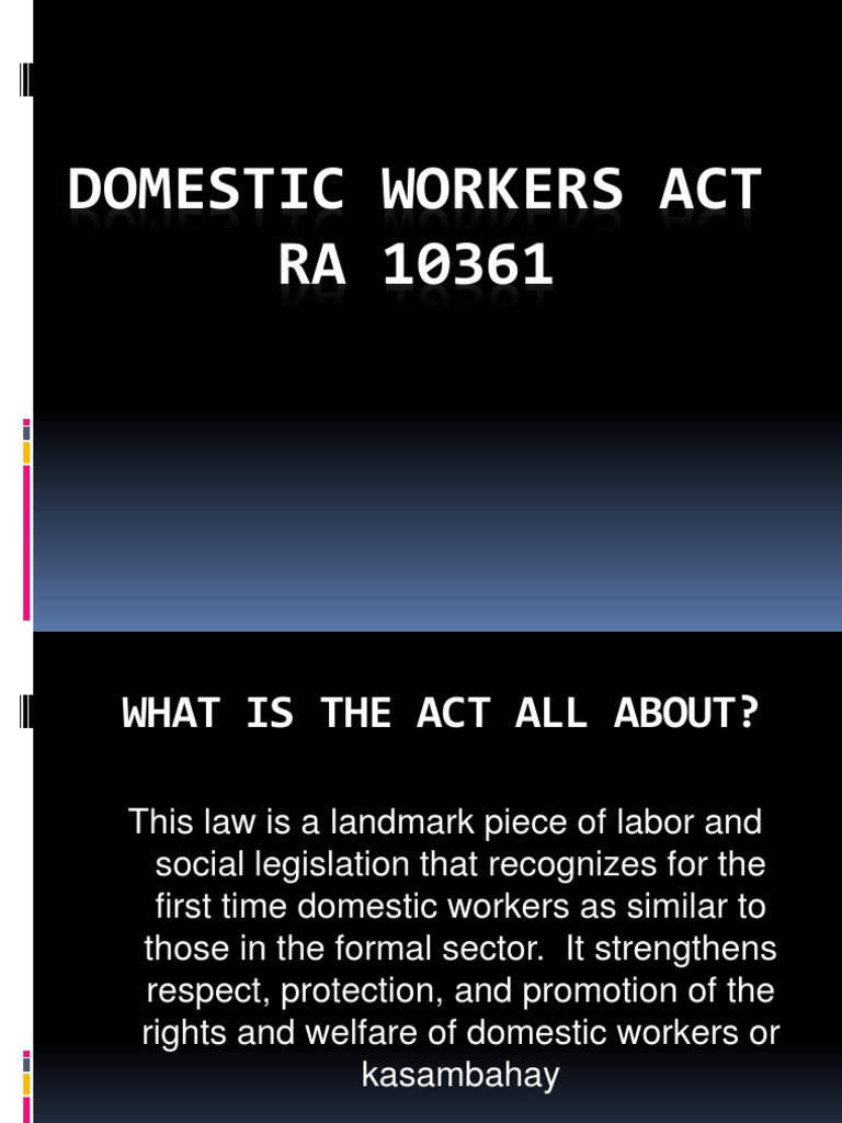 Domestic Workers Act Pdf Domestic Worker Employment