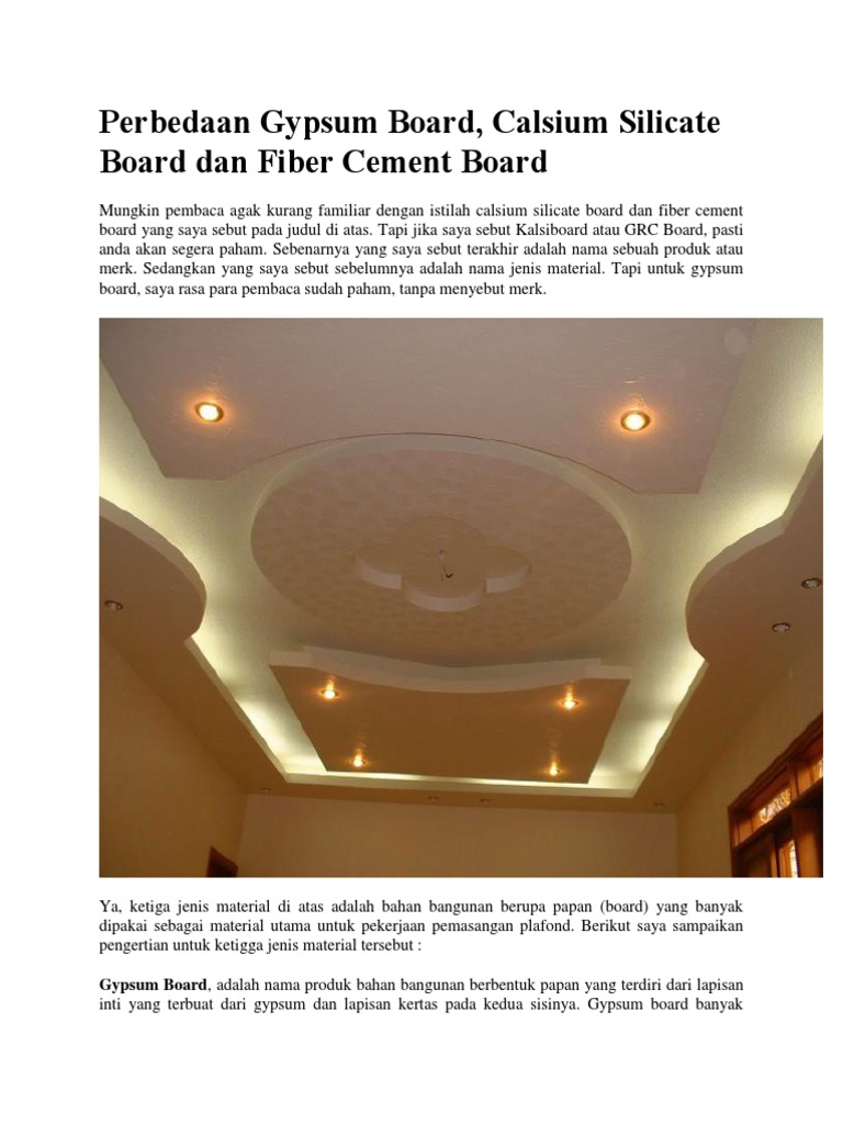 Perbedaan Gypsum Board, Calsium Silicate Board Dan Fiber