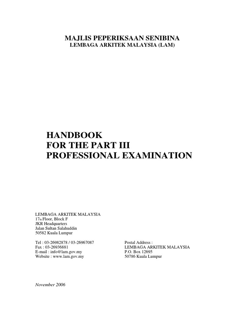 Part 3 Handbook (2006) | PDF | Architect | Test (Assessment)