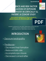 Incidence and Risk Factor Evaluation of Exposure Keratopathy in Critically Ill Patient: A Cohort Study