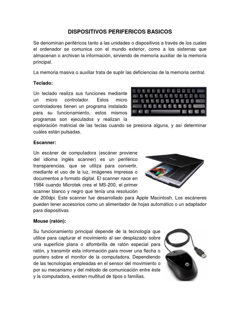 Dispositivos Perifericos Basicos | PDF | Periférico | Hardware de la ...