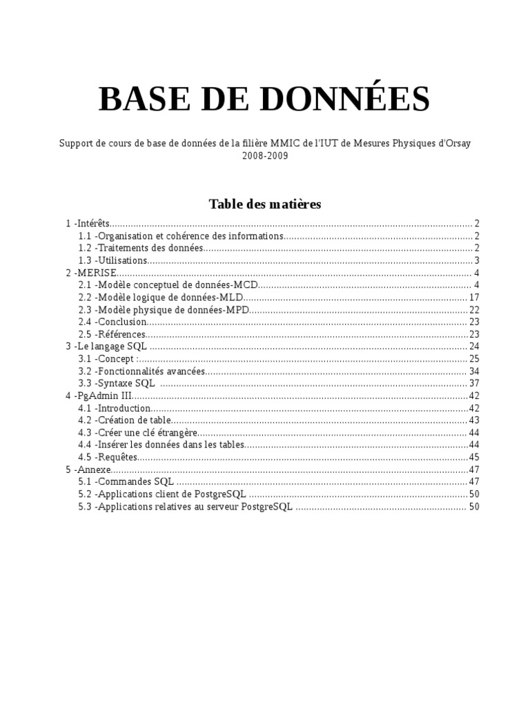 Cours BD | PDF | Base de données relationnelle | Recherche d'information