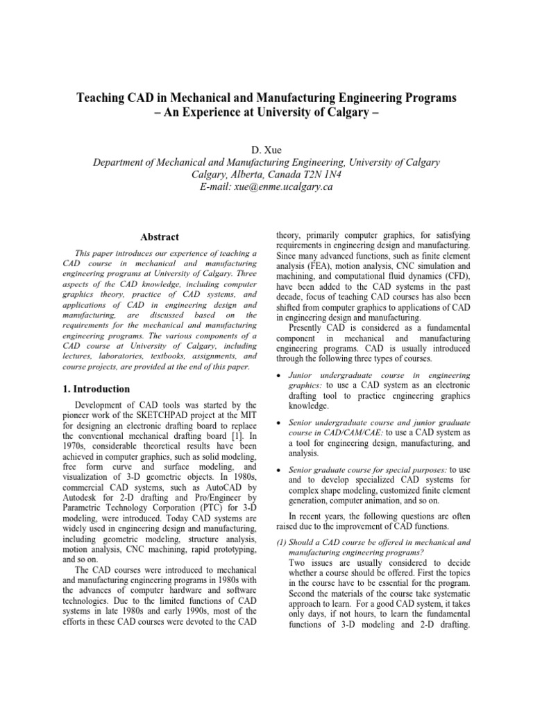 CAD Teaching in Engineering Programs | PDF | Computer Aided Design | 3 ...