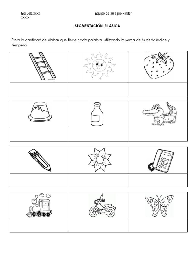Actividades de Segmentación Silábica para Preescolar | PDF