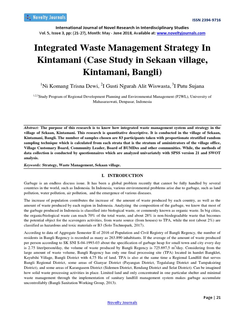 Integrated Waste Management in Sekaan | PDF | Waste Management ...