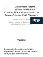 School Mathematics Reform, Constructivism, and Literacy