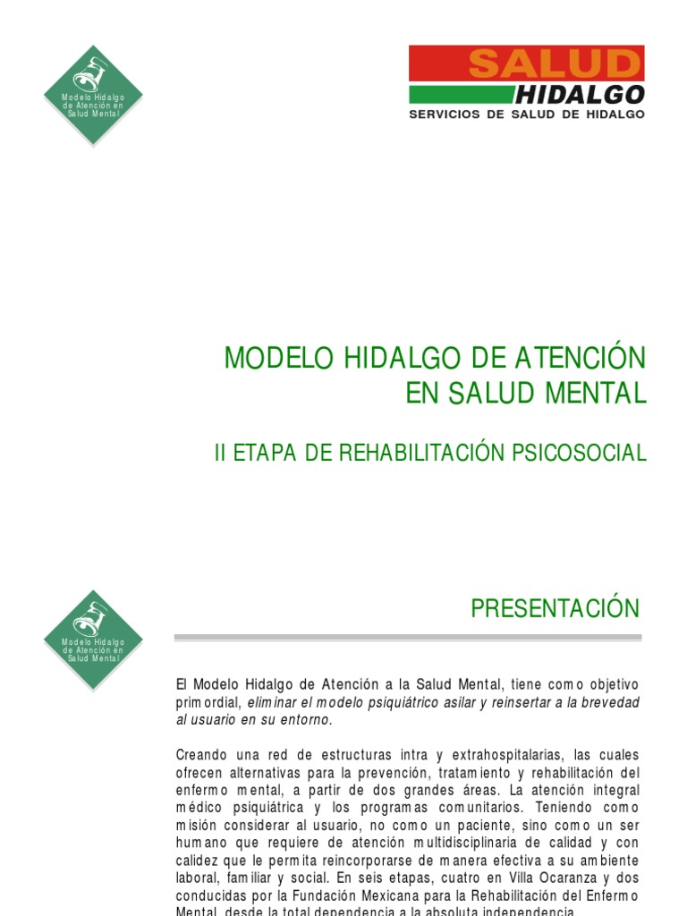 Modelo Hidalgo Salud Mental PDF | PDF | Salud mental | Terapia ocupacional