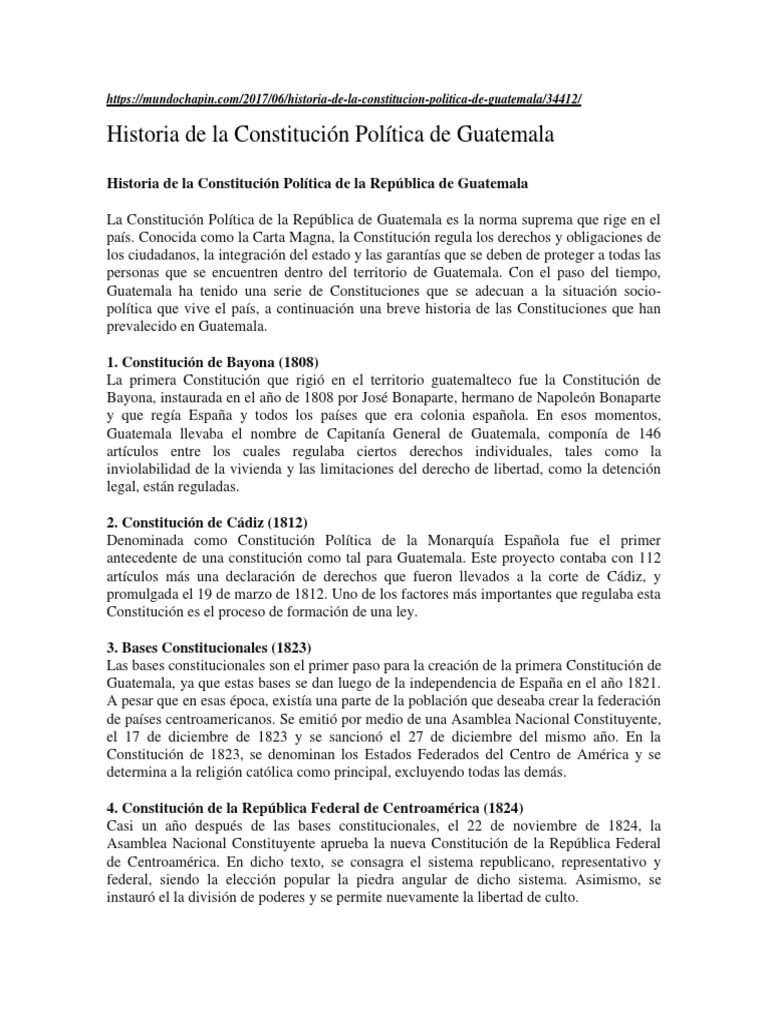 Historia de la Constitución de Guatemala | PDF | Constitución | Guatemala
