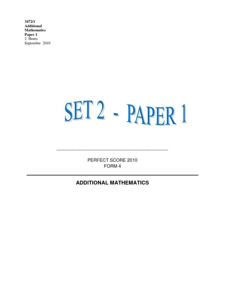 Add Maths Perfect Score Module Form 4 Set 2 p1  Area 