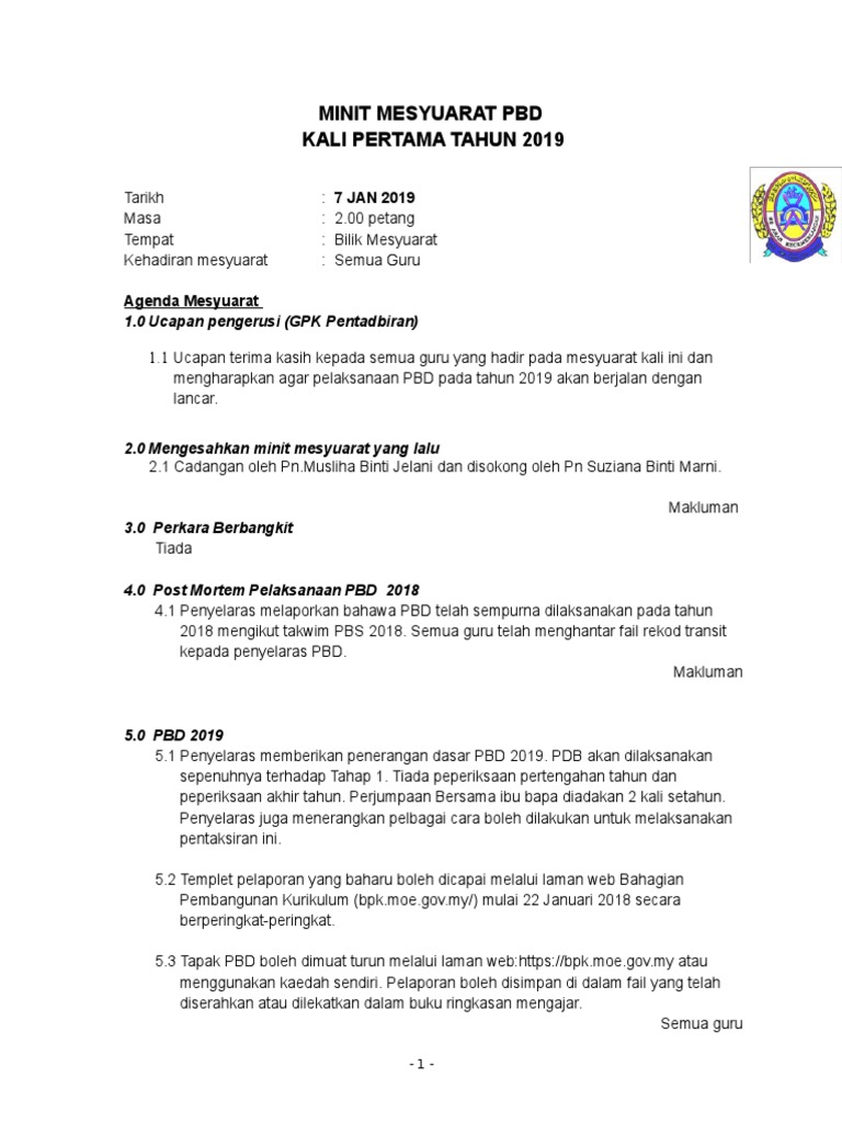 PBD-minit Pertama 2019  PDF