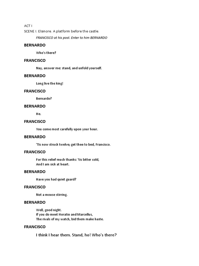 Hamlet Act 1 Scene 1 Summary | PDF | Poetry