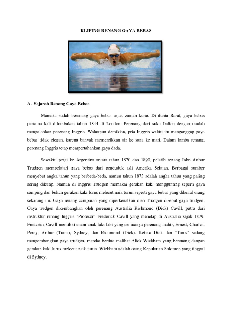 Kliping Sejarah Renang Guru Paud