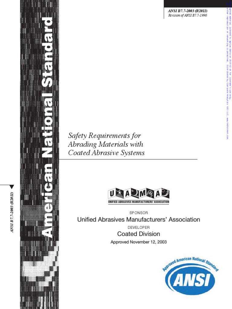 Safety Requirements For Abrading Materials With Coated Abrasive Systems ...