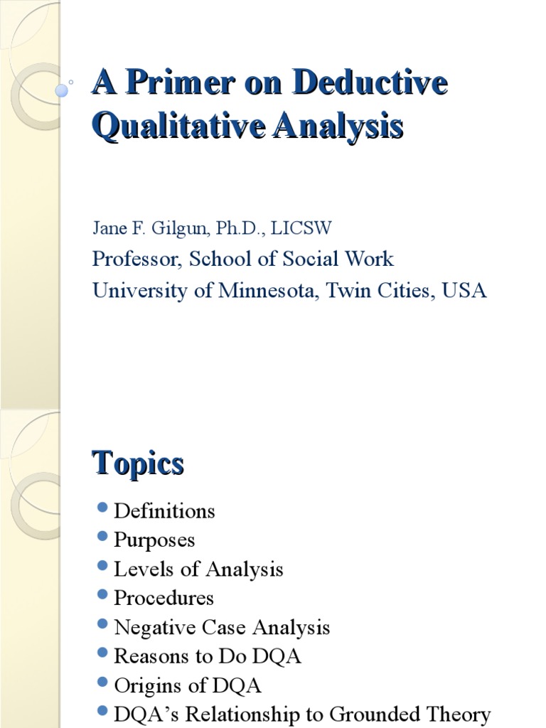 DEDUCTIVE QUALITATIVE ANALYSIS intelligence overview
