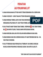 Perhatian Bagi Lift Penumpang