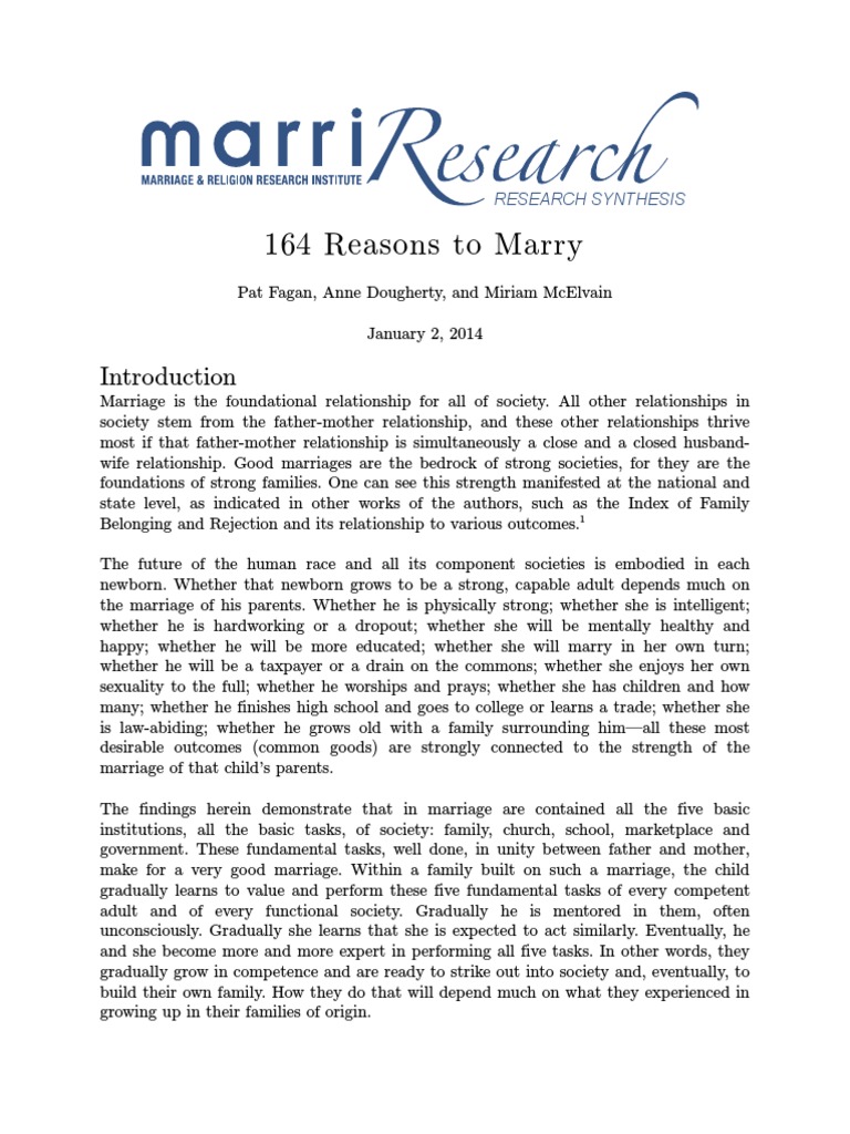 164 Benefits of Marriage for Society | PDF | Cohabitation | Remarriage