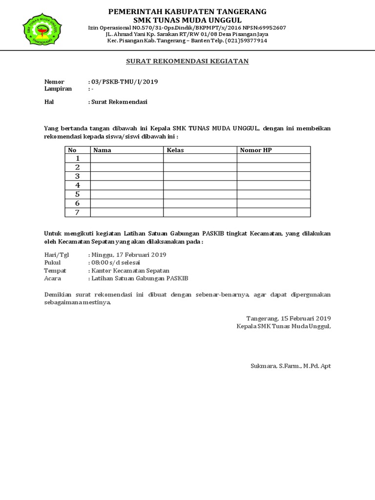 Surat Rekomendasi Kegiatandocx