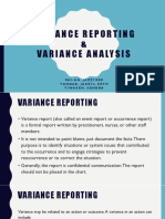 Reporting & Analysis of Variances in Healthcare