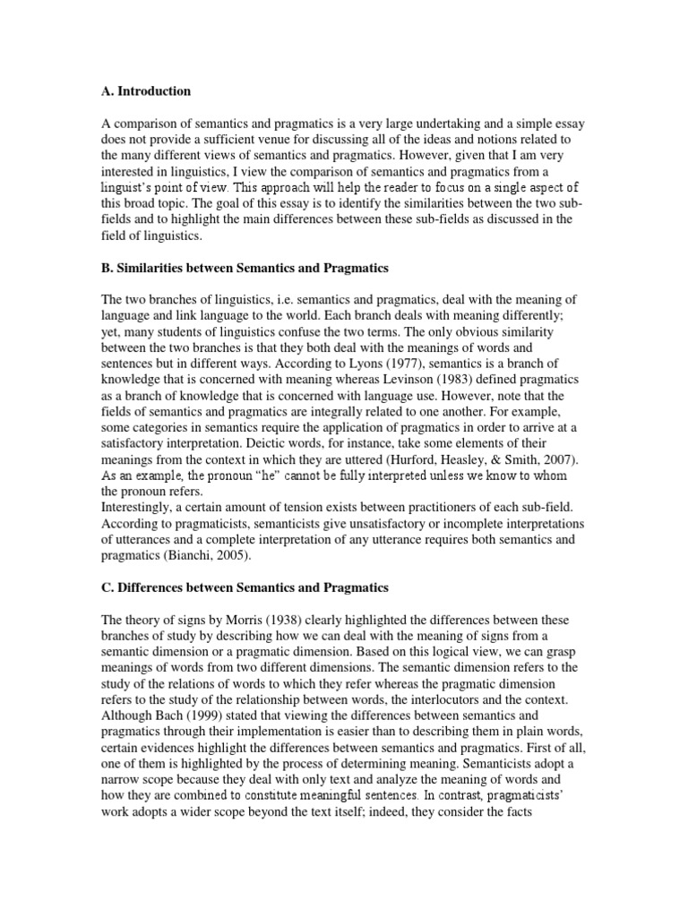 Semantics vs. Pragmatics Explained | PDF | Semantics | Word