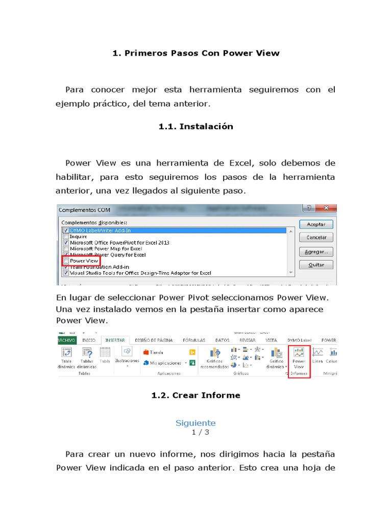 Primeros Pasos en Power View Excel | PDF | Tabla (base de datos ...