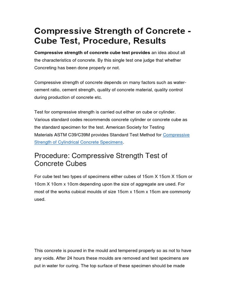 Compressive Strength of Concrete | PDF | Concrete | Building Materials