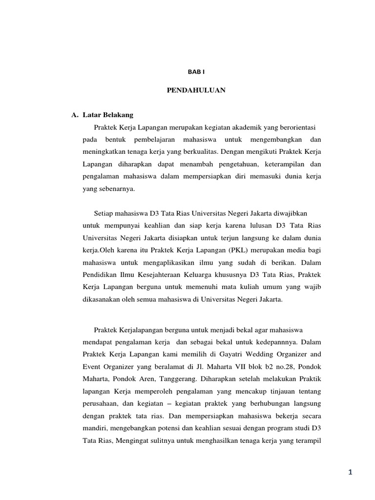 Laporan Pkl Gayatri Wedding