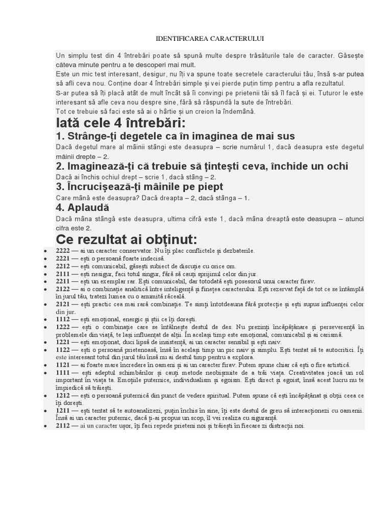 Test CARACTER | PDF