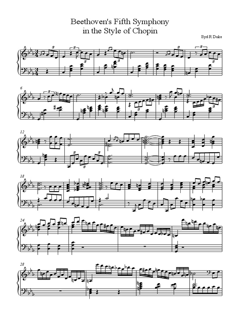 Beethoven's 5th in Chopin Style | PDF | Compositions | Music Theory