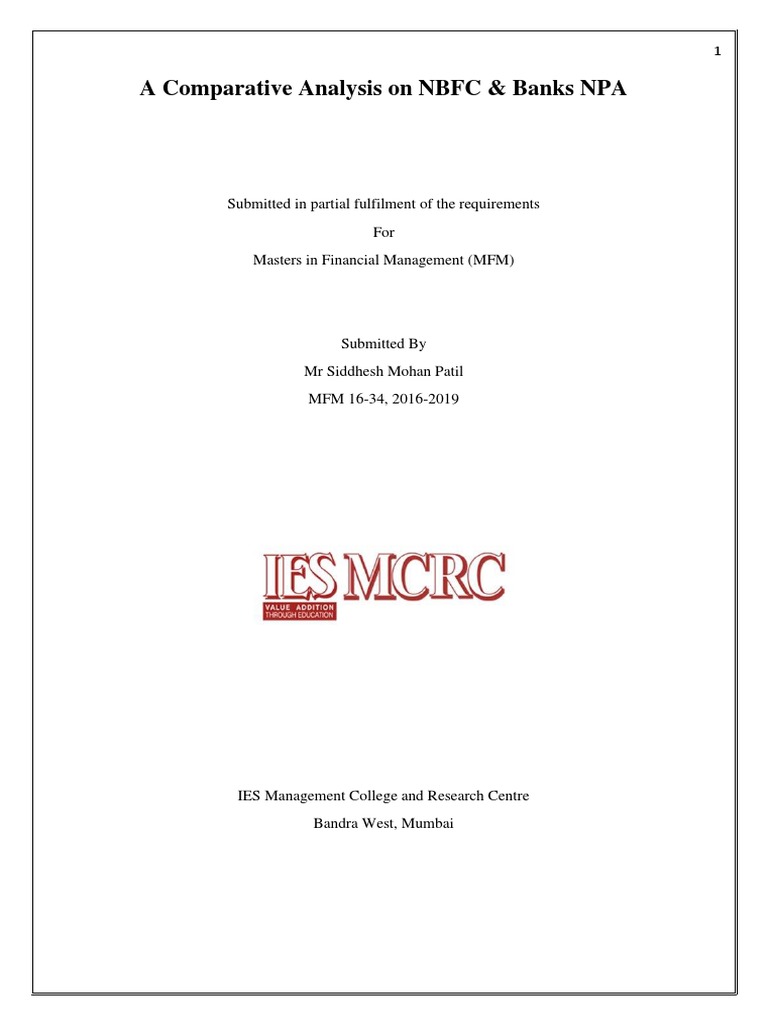 NBFCs and Banks: NPA Comparative Study | PDF | Non Bank Financial ...