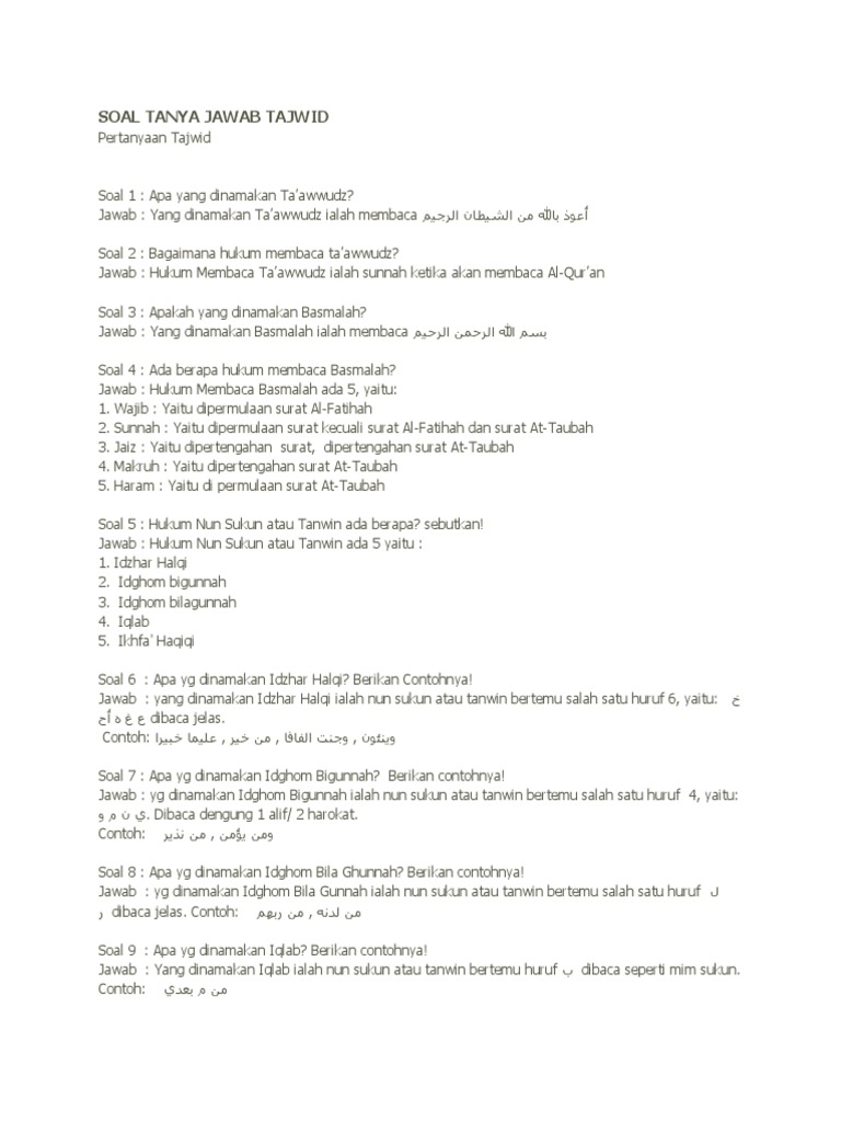 Soal Tanya Jawab Tajwid Docx
