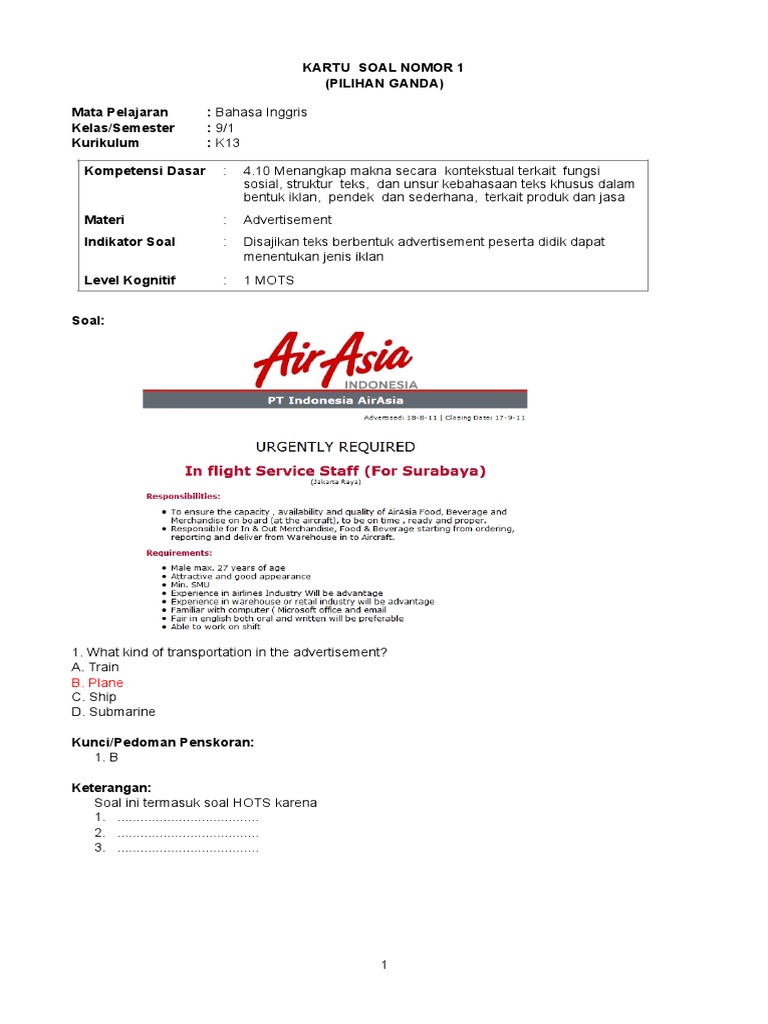 394015982 Contoh Soal Hots Bahasa Inggris Tingkat Smp Mts Pdf Filling Station Whales