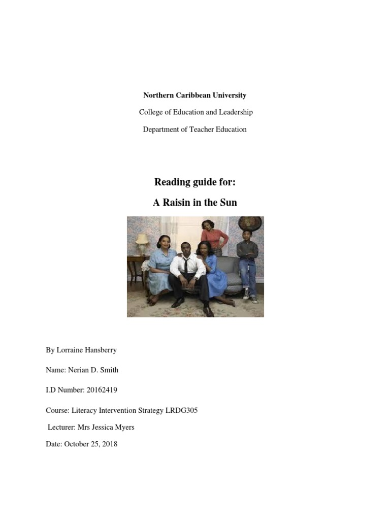 A Raisin in The Sun Reading Guide PDF Racism Discrimination