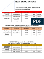 Egzaminy Sesja Zimowa 2018 Zaoczne 06.02.2019