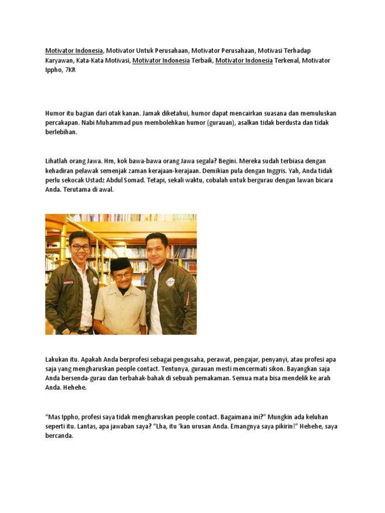 Motivator Indonesia Ippho Santosa Bahas Manfaat Humor