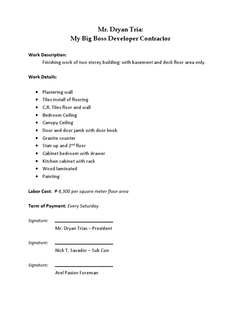 Mr. Dryan Tria: My Big Boss Developer Contractor: Work Description ...