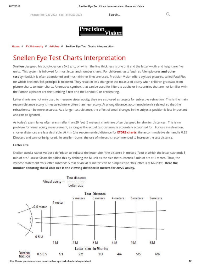 Snellen Eye Test Charts Interpretation - Precision Vision PDF ...