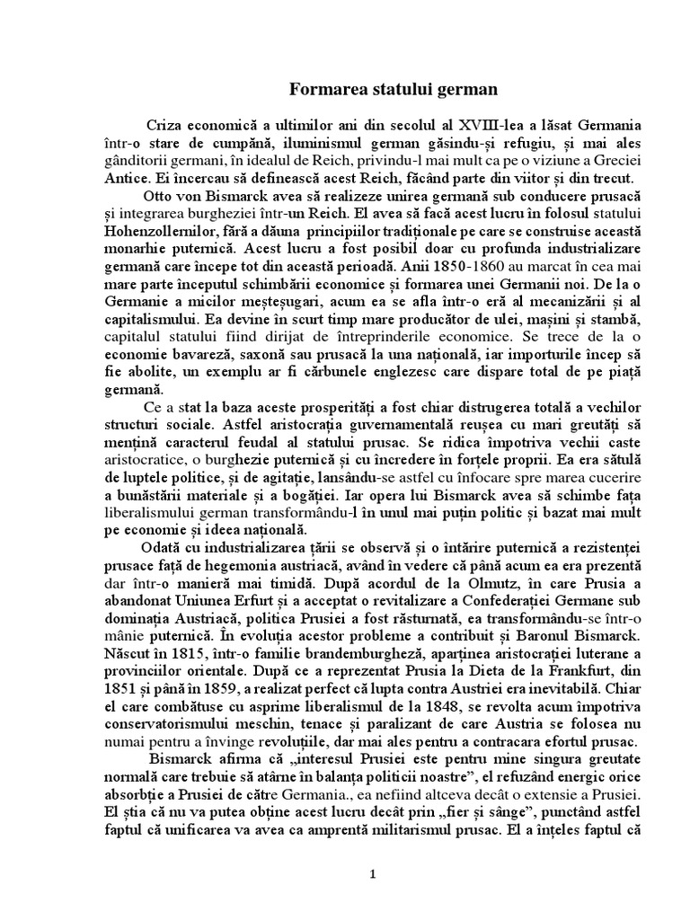 Formarea Statului German | PDF