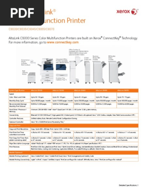 Xerox AltaLink C8000 Specifications PDF | PDF | Fax | Image Scanner