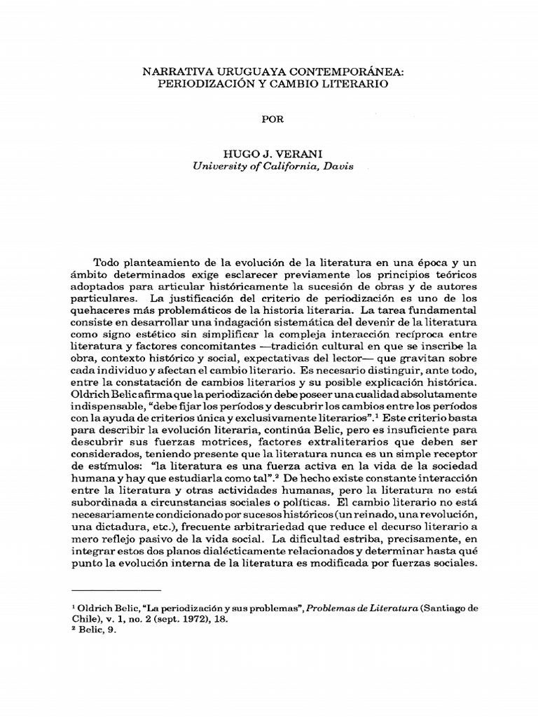Verani Narrativa Uruguaya Contemporanea PDF | PDF | Uruguay | Vanguardia