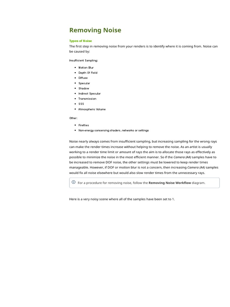 Removing Noise Arnold For Maya User Guide 5 Solid Angle PDF