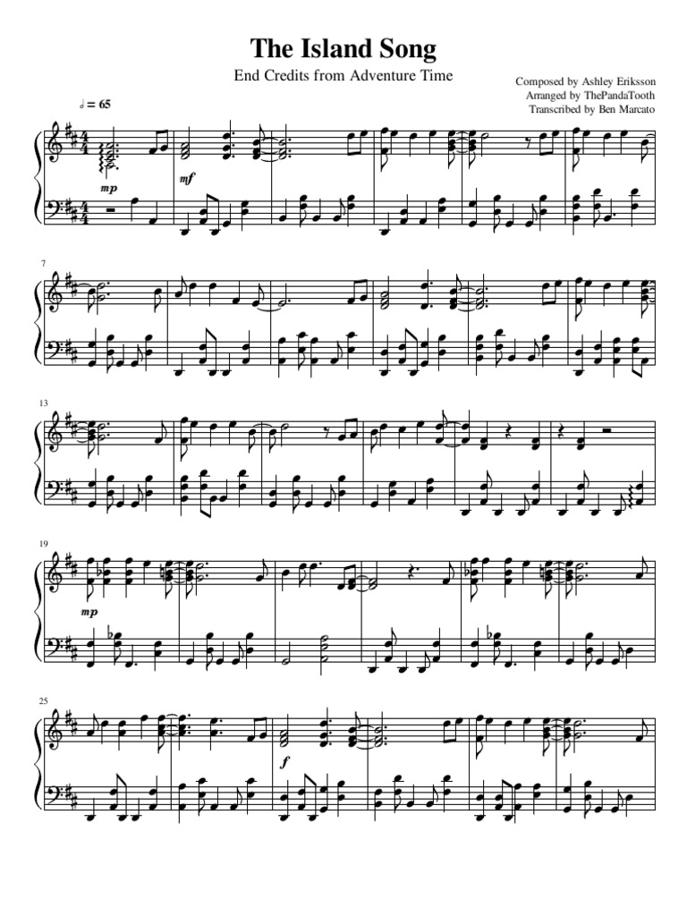 Come Along With Me Adventure Time The Island Song Pdf