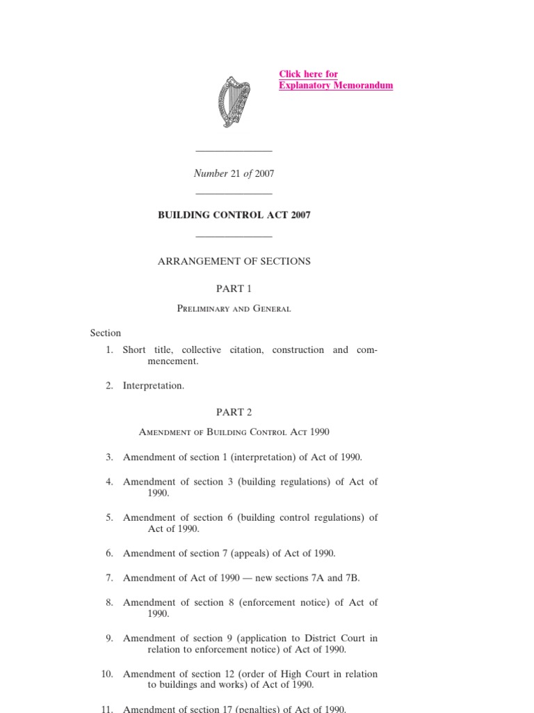 Number 21 of 2007: Building Control Act 2007 | PDF | European Economic ...