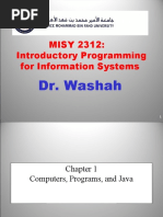 MISY 2312: Introductory Programming For Information Systems: Dr. Washah