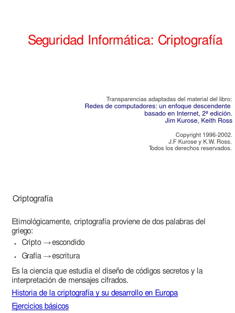Seguridad Informática Criptografía Pdf Clave Criptografía