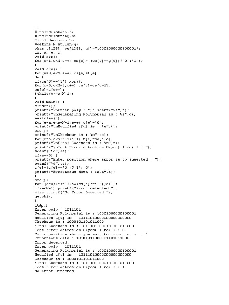 CRC and Packet Transmission in C | PDF | Areas Of Computer Science ...
