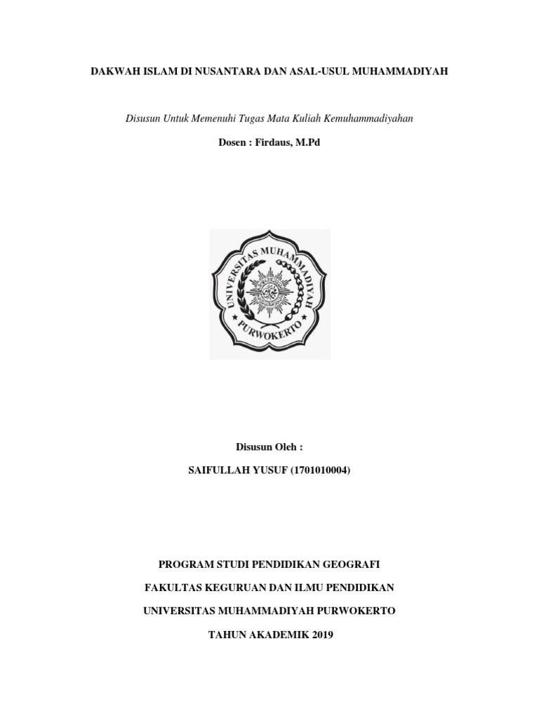Makalah Dakwah Islam Di Nusantara Dan Asal Usul Muhammadiyah