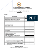 BADAC Functionality Audit FY 2018 Checklist